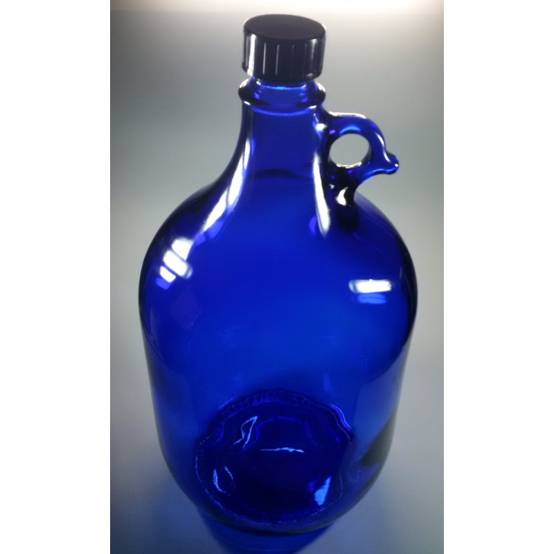 hooi stortbui Dominant Glazen fles blauw glas 5 liter